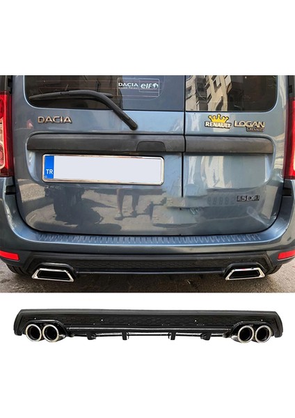 Dacia Logan Siyah Difüzör Çiftli Yuvarlak Egzoz Görünümlü D Tip Difizör