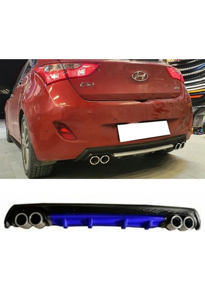 Hyundai I30 Mavi Difüzör Çiftli Yuvarlak Egzoz Görünümlü D Tip Difizör 2007 - 2021