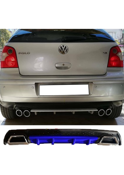 Vw Polo Mk4 Mavi Difüzör Çiftli Kare Egzoz Görünümlü D Tip Difizör