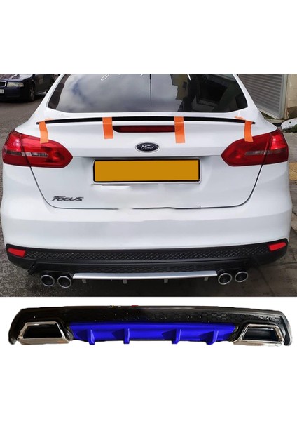 Ford Focus Mk3 Mavi Difüzör Çiftli Kare Egzoz Görünümlü D Tip Difizör