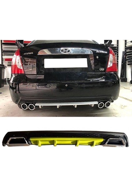Hyundai Accent Era Sarı Difüzör Çiftli Kare Egzoz Görünümlü D Tip Difizör 2006 - 2009
