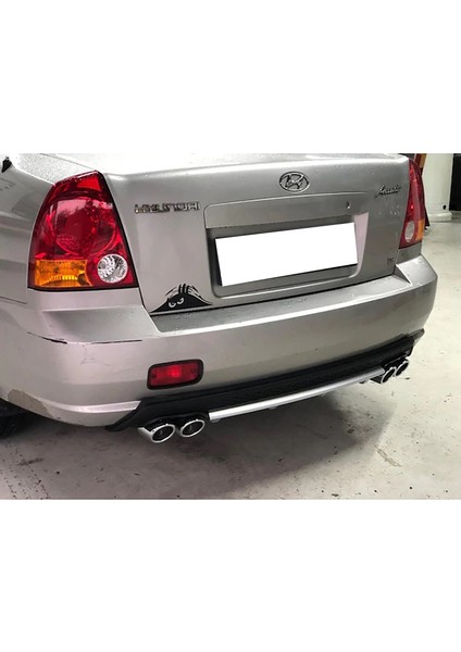 Hyundai Accent Admire Kırmızı Difüzör Çiftli Yuvarlak Egzoz Görünümlü D Tip Difizör 2003 - 2006 modelleri