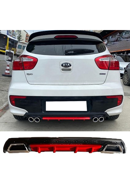 Kia Rio Hb Kırmızı Difüzör Çiftli Yuvarlak Egzoz Görünümlü D Tip Difizör