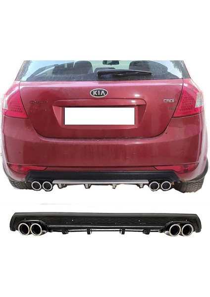 Kia Ceed Siyah Difüzör Çiftli Yuvarlak Egzoz Görünümlü D Tip Difizör