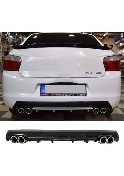 Citroen C Elysee Siyah Difüzör Çiftli Yuvarlak Egzoz Görünümlü D Tip Difizör