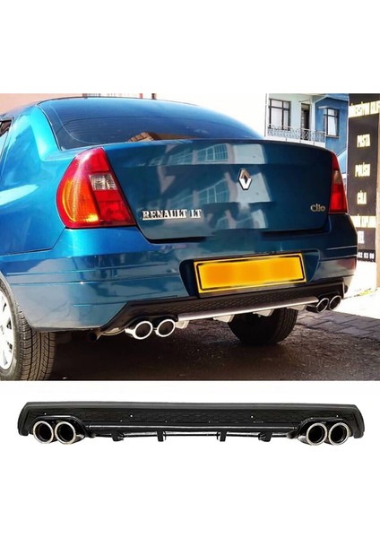 Renault Clio 2 Sedan Siyah Difüzör Çiftli Yuvarlak Egzoz Görünümlü D Tip Difizör
