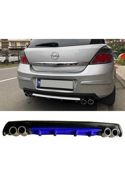 Opel Astra H Mavi Difüzör Çiftli Yuvarlak Egzoz Görünümlü D Tip Difizör 2004 - 2009