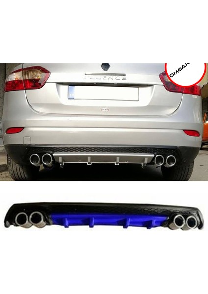 Renault Fluence Mavi Difüzör Çiftli Yuvarlak Egzoz Görünümlü D Tip Difizör 2009-2016