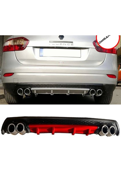 Renault Fluence Kırmızı Difüzör Çiftli Yuvarlak Egzoz Görünümlü D Tip Difizör 2009-2016