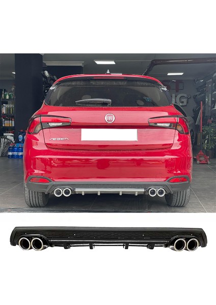 Fiat Egea Hb Siyah Difüzör Çiftli Yuvarlak Egzoz Görünümlü D Tip Difizör