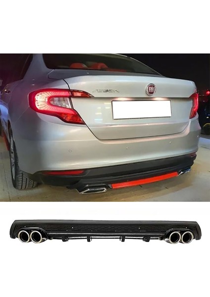 Fiat Egea Sedan Siyah Difüzör Çiftli Yuvarlak Egzoz Görünümlü D Tip Difizör