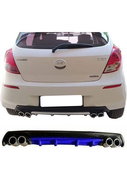 Hyundai I20 Mavi Difüzör Çiftli Yuvarlak Egzoz Görünümlü D Tip Difizör