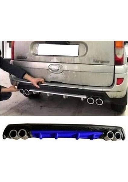 Renault Kangoo Mavi Difüzör Çiftli Yuvarlak Egzoz Görünümlü D Tip Difizör