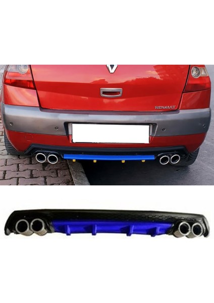 Renault Megane 2 Mavi Difüzör Çiftli Yuvarlak Egzoz Görünümlü D Tip Difizör 2002 - 2009