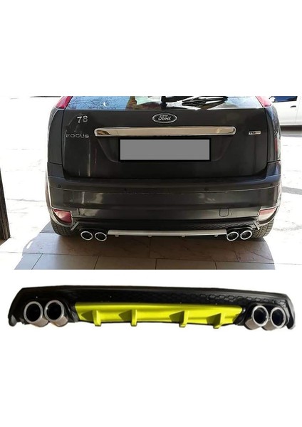 Ford Focus 2 Hatchback Sarı Difüzör Çiftli Yuvarlak Egzoz Görünümlü D Tip Difizör 2004 - 2010