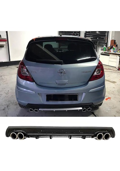 Opel Corsa D Siyah Difüzör Çiftli Yuvarlak Egzoz Görünümlü D Tip Difizör