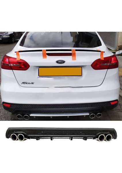 Ford Focus Mk3 Siyah Difüzör Çiftli Yuvarlak Egzoz Görünümlü D Tip Difizör