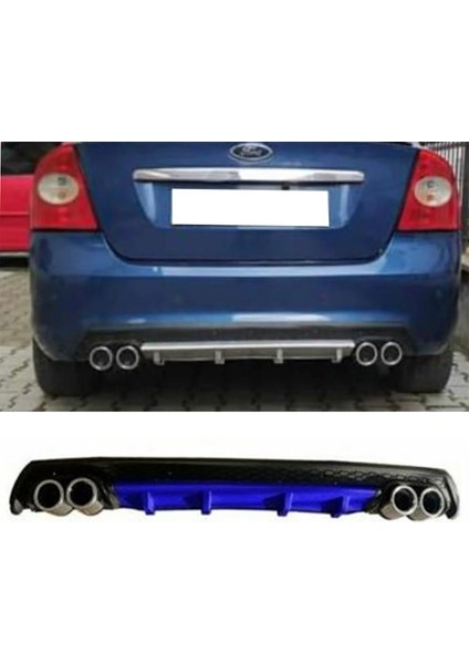 Ford Focus 2 Mavi Difüzör Çiftli Yuvarlak Egzoz Görünümlü D Tip Difizör 2004 - 2010