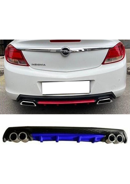 Opel Insignia Mavi Difüzör Çiftli Yuvarlak Egzoz Görünümlü D Tip Difizör 2009 - 2013