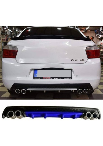 Citroen C Elysee Mavi Difüzör Çiftli Yuvarlak Egzoz Görünümlü D Tip Difizör