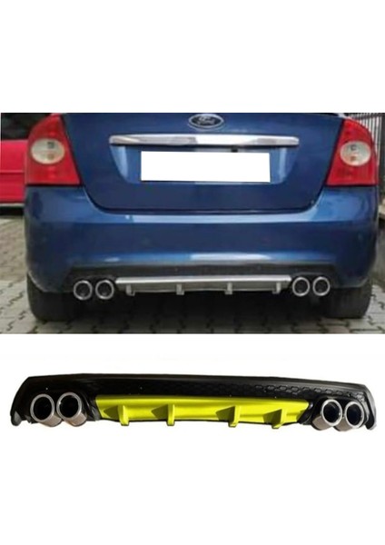 Ford Focus 2 Sarı Difüzör Çiftli Yuvarlak Egzoz Görünümlü D Tip Difizör 2004 - 2010