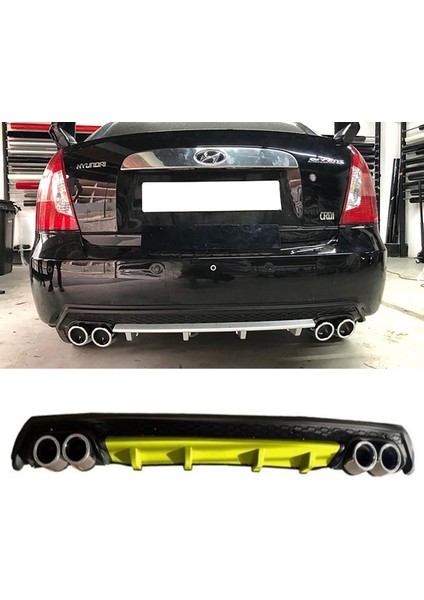Hyundai Accent Era Sarı Difüzör Çiftli Yuvarlak Egzoz Görünümlü D Tip Difizör 2006 - 2009