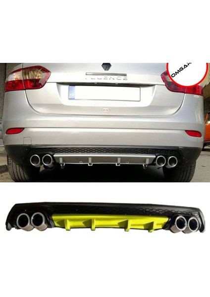 Renault Fluence Sarı Difüzör Çiftli Yuvarlak Egzoz Görünümlü D Tip Difizör 2009-2016