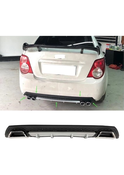 Chevrolet Aveo Sedan Gri Difüzör Çiftli Kare Egzoz Görünümlü D Tip Difizör 2012 - 2016