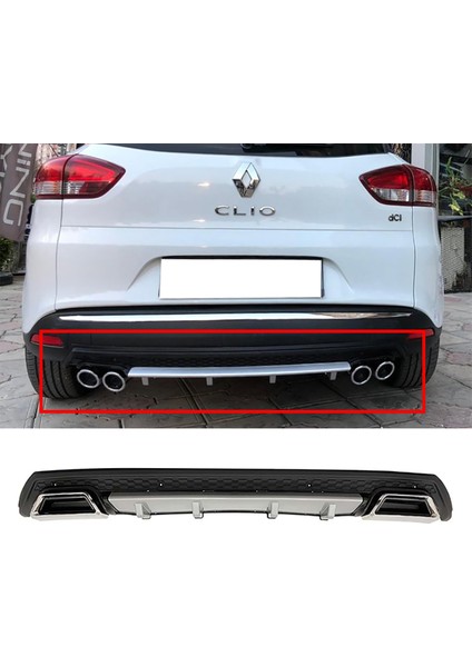 Renault Clio Mk4 Sporttourer Sw Gri Difüzör Çiftli Kare Egzoz Görünümlü D Tip Difizör 2012-2019