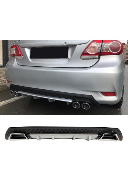 Toyota Corolla E170 Gri Difüzör Çiftli Kare Egzoz Görünümlü D Tip Difizör 2012-2019