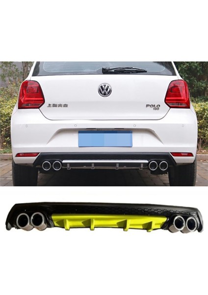 Vw Polo Mk5 Sarı Difüzör Çiftli Yuvarlak Egzoz Görünümlü D Tip Difizör 2009-2017