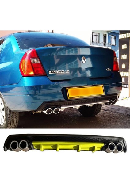 Renault Clio 2 Sedan Sarı Difüzör Çiftli Yuvarlak Egzoz Görünümlü D Tip Difizör