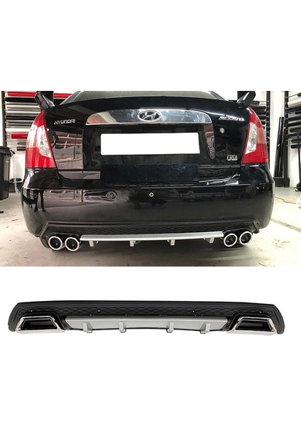 Hyundai Accent Era Gri Difüzör Çiftli Kare Egzoz Görünümlü D Tip Difizör 2006 - 2009