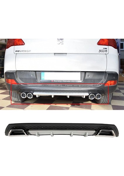 Peugeot 3008 Gri Difüzör Çiftli Kare Egzoz Görünümlü D Tip Difizör 2009-2015