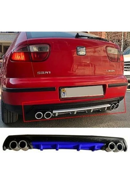 Seat Leon Mk1 Mavi Difüzör Çiftli Yuvarlak Egzoz Görünümlü D Tip Difizör