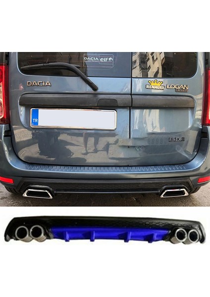 Dacia Logan Mavi Difüzör Çiftli Yuvarlak Egzoz Görünümlü D Tip Difizör