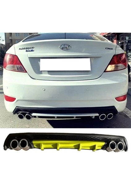 Hyundai Accent Blue Sarı Difüzör Çiftli Yuvarlak Egzoz Görünümlü D Tip Difizör