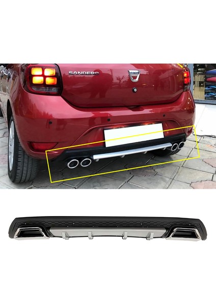 Dacia Sandero Gri Difüzör Çiftli Kare Egzoz Görünümlü D Tip Difizör