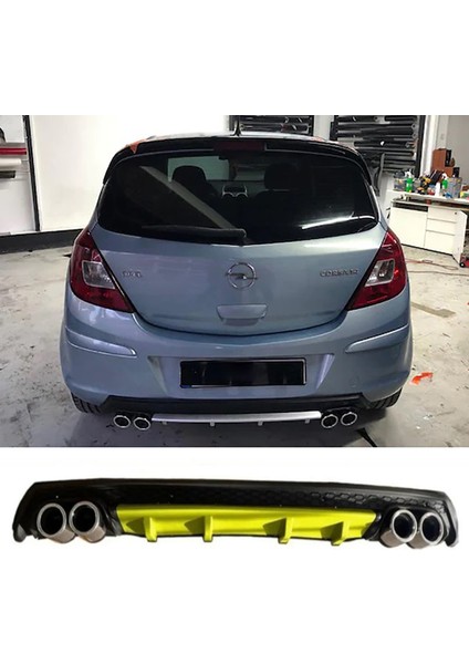 Opel Corsa D Sarı Difüzör Çiftli Yuvarlak Egzoz Görünümlü D Tip Difizör