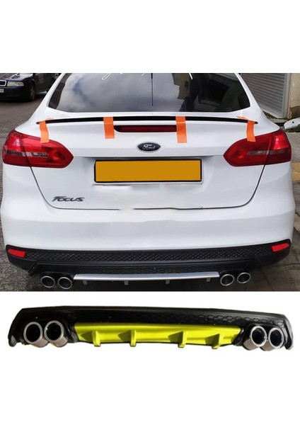 Ford Focus Mk3 Sarı Difüzör Çiftli Yuvarlak Egzoz Görünümlü D Tip Difizör