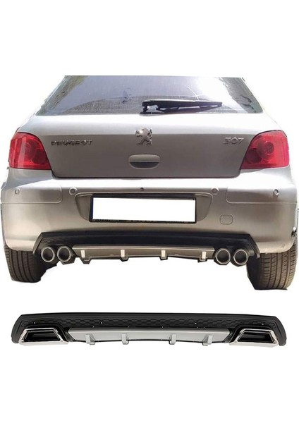 Peugeot 307 Gri Difüzör Çiftli Kare Egzoz Görünümlü D Tip Difizör