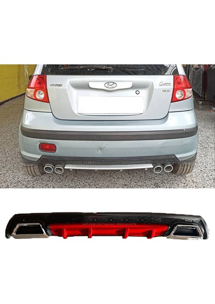Hyundai Getz Kırmızı Difüzör Çiftli Kare Egzoz Görünümlü D Tip Difizör