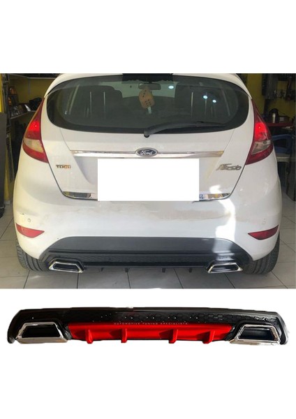 MKG Otomotiv Ford Fiesta Mk7 Kırmızı Difüzör Çiftli Kare Egzoz Görünümlü D Tip Difizör