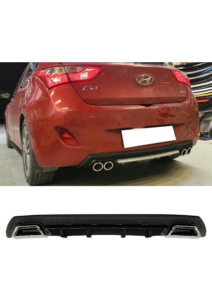Hyundai I30 Siyah Difüzör Çiftli Kare Egzoz Görünümlü D Tip Difizör 2007 - 2021