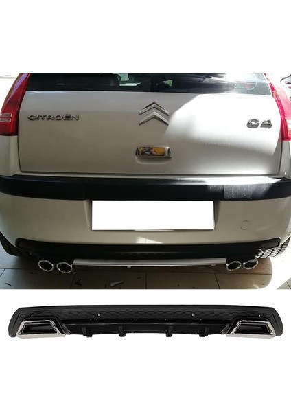 Citroen C4 Siyah Difüzör Çiftli Kare Egzoz Görünümlü D Tip Difizör