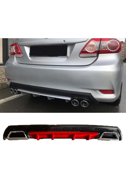 Toyota Corolla E170 Kırmızı Difüzör Çiftli Kare Egzoz Görünümlü D Tip Difizör 2012-2019