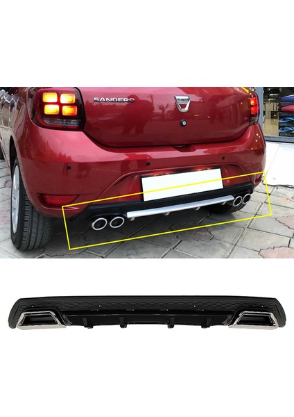 Dacia Sandero Siyah Difüzör Çiftli Kare Egzoz Görünümlü D Tip Difizör