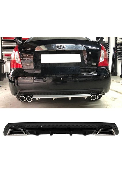 Hyundai Accent Era Siyah Difüzör Çiftli Kare Egzoz Görünümlü D Tip Difizör 2006 - 2009
