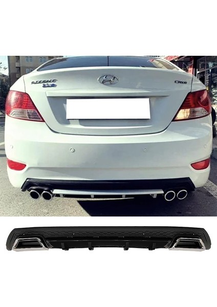 Hyundai Accent Blue Siyah Difüzör Çiftli Kare Egzoz Görünümlü D Tip Difizör