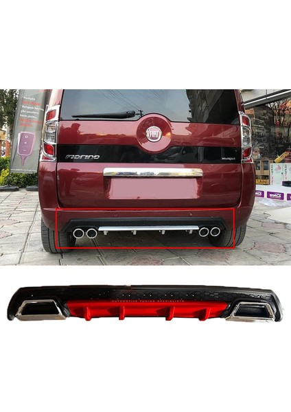 Fiat Fiorino Kırmızı Difüzör Çiftli Kare Egzoz Görünümlü D Tip Difizör